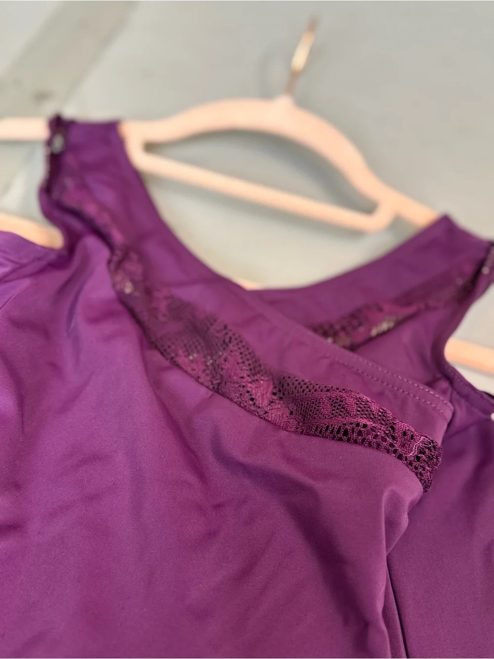 Weissman Purple Dance Modern Leotard with Mesh Trim